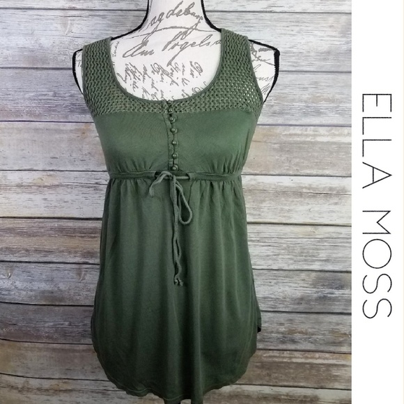 Ella Moss Tops - ELLA MOSS Green Crochet Tie Tank Top Size XS